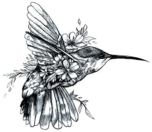 Hummingbird Black Waterproof Temporary Tattoos Two Sheets