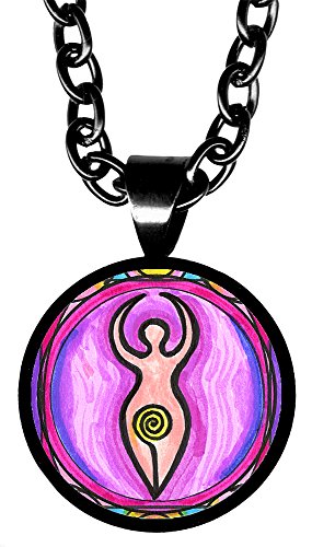 Spiral Goddess 5/8" Mini Stainless Steel Black Pendant Necklace