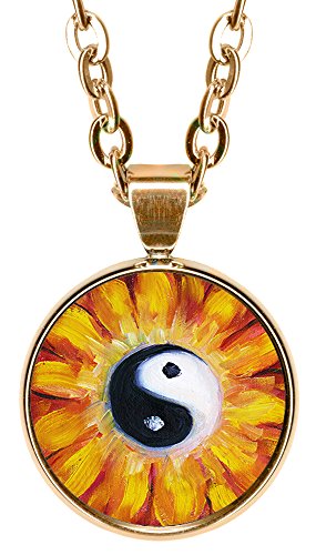 Yin Yang Balance Blossom 5/8" Mini Stainless Steel Rose Gold Pendant Necklace