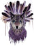 Boho Feathers Wolf Large 5 1/2" x 7 1/2" Temporary Tattoos 2 Sheets