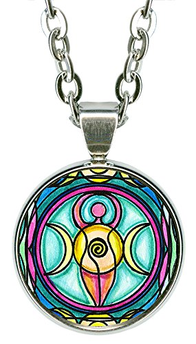 Triple Moon Goddess 5/8" Mini Stainless Steel Silver Pendant Necklace