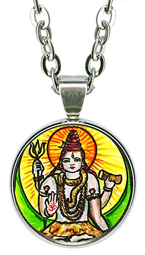 My Altar Lord Shiva Manifestation 5/8" Mini Stainless Steel Silver Pendant Necklace
