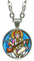 My Altar Goddess Saraswati of Arts 5/8" Mini Stainless Steel Silver Pendant Necklace