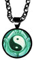 Green Yin Yang Balance 5/8" Mini Stainless Steel Black Pendant Necklace