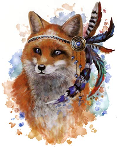 Boho Red Fox 5 1/2" x 7" Temporary Tattoos 2 Sheets