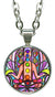 Chakra Hamsa 5/8" Mini Stainless Steel Silver Pendant Necklace