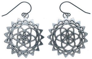 Big Seed of Life Sacred Geometry Charms Long 1 3/8" Titanium Earrings Hypoallergenic for Sensitive Ears