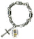 St Joan of Arc for Soldiers Charm & Cross Stainless Steel 7" to 8" Bracelet