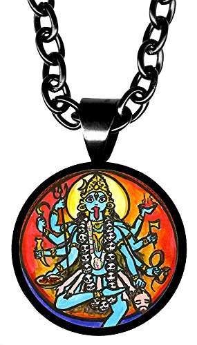 My Altar Goddess Kali Mother Warrior 5/8" Mini Stainless Steel Black Pendant Necklace