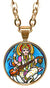 My Altar Goddess Saraswati of Arts 5/8" Mini Stainless Steel Rose Gold Pendant Necklace