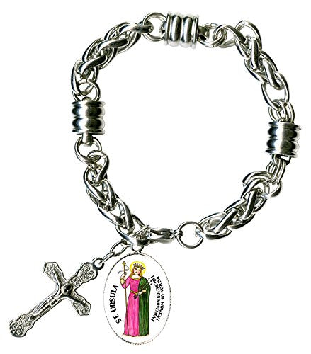 St Ursula for Womens Liberation Charm & Cross Stainless Steel 7" to 8" Bracelet