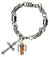 St Joachim Father of Mary Patron of Dads & Grandfathers Charm & Cross Stainless Steel 7" to 8" Bracelet