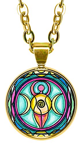 My Altar Triple Moon Goddess 5/8" Mini Stainless Steel Gold Pendant Necklace