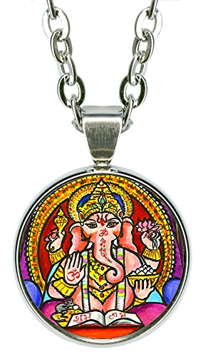 My Altar Lord Ganesh for Wisdom 5/8" Mini Stainless Steel Silver Pendant Necklace