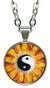 Yin Yang Balance Blossom 5/8" Mini Stainless Steel Silver Pendant Necklace