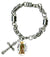 St Roch Patron of Dogs Charm & Cross Stainless Steel 7" to 8" Bracelet