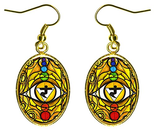 3rd Chakra Eye Yellow Manipura Intuition 1" Gold Hypoallergenic Stainless SteelEarrings
