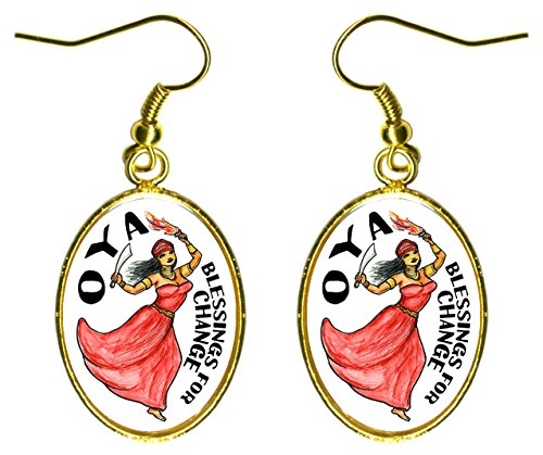 Oya Orisha for Blessings of Change 1" Gold Stainless Steel Earrings
