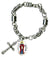St Anthony of Egypt Patron of Animals Charm & Cross Stainless Steel 7" to 8" Bracelet