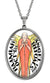 My Altar October Birthday Angel Huge Glass and Steel Necklace Pendant
