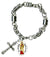 My Altar St Cecilia Patron of Musicians Charm & Cross Stainless Steel 7" to 8" Bracelet