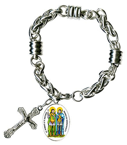 My Altar St Sergius & St Bacchus of Homosexuality & Cross Steel 7" to 8" Bracelet