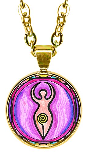 Spiral Goddess 5/8" Mini Stainless Steel Gold Pendant Necklace