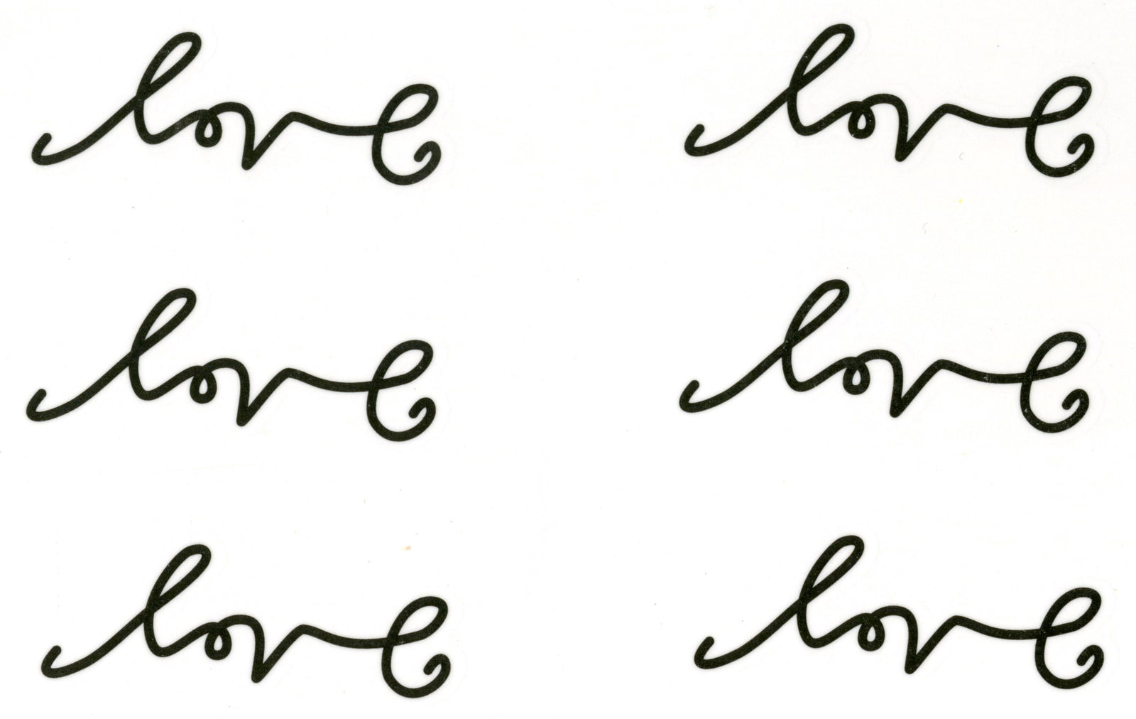 Love Script Words Waterproof Temporary Tattoos 2 Sheets