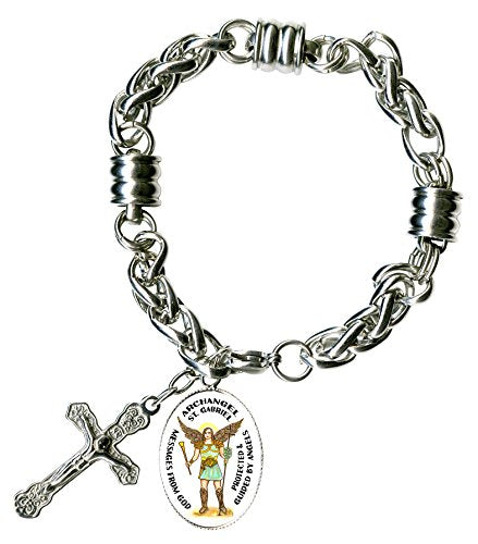 My Altar St Gabriel Archangel Messages from God Charm & Cross Stainless Steel 7" to 8" Bracelet