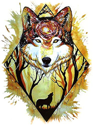Wolf Spirit in the Woods Large 5 1/2" x 8" Temporary Tattoos 2 Sheets