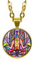 Chakra Hamsa 5/8" Mini Stainless Steel Gold Pendant Necklace