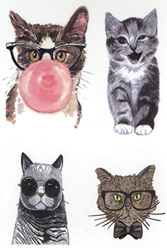 Cool Cats and Smart Kittens Waterproof Temporary Tattoos 2 Sheets