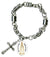 Our Lady of Fatima for Peace Charm & Cross Stainless Steel 7" to 8" Bracelet