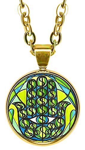 Wealth Hamsa 5/8" Mini Stainless Steel Gold Pendant Necklace