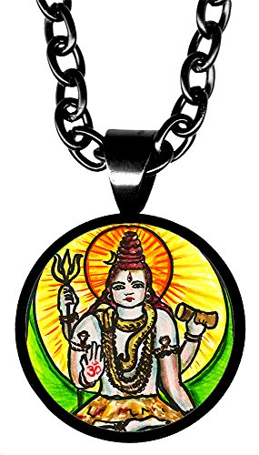 My Altar Lord Shiva Manifestation 5/8" Mini Stainless Steel Black Pendant Necklace