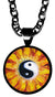 Yin Yang Balance Blossom 5/8" Mini Stainless Steel Black Pendant Necklace
