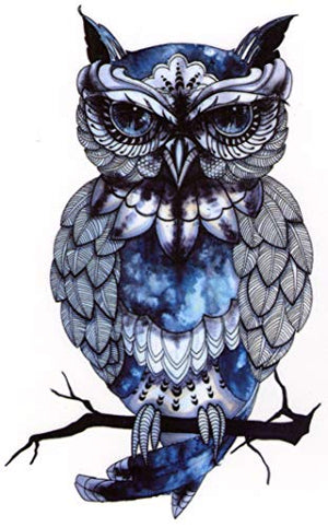 Blue Owl Temporary Tattoos 2 Sheets