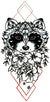Raccoon Geometric Spirit Boho Black and Red Waterproof Temporary Tattoos 2 Sheets