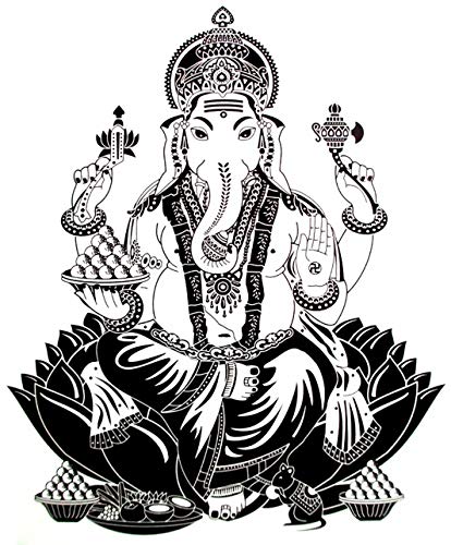 Large 6" Lord Ganesh for Karma and Choice Art Black Waterproof Temporary Tattoos 2 Sheets