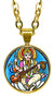 My Altar Goddess Saraswati of Arts 5/8" Mini Stainless Steel Gold Pendant Necklace