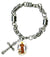 My Altar St Francis Patron of Animals Charm & Cross Stainless Steel 7" to 8" Bracelet