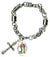 St Martha Patron of Battling Demons Charm & Cross Stainless Steel 7" to 8" Bracelet