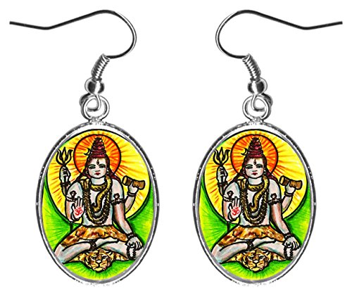 Lord Shiva of Supreme Consciousness 1" Silver Hypoallergenic Stainless Steel Earrings