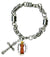 St Valentine for Love Charm & Cross Stainless Steel 7" to 8" Bracelet