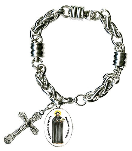 My Altar St Ignatius of Loyola of Education & Cross Stainless Steel 7" to 8" Bracelet