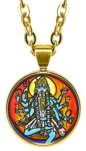My Altar Goddess Kali Mother Warrior 5/8" Mini Stainless Steel Gold Pendant Necklace