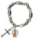 St Christina for Healing Mental Illness Charm & Cross Stainless Steel 7" to 8" Bracelet