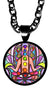 Chakra Hamsa 5/8" Mini Stainless Steel Black Pendant Necklace