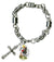 My Altar St Martin Caballero Patron of Recovery Charm & Cross Stainless Steel 7" to 8" Bracelet