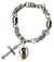 St Bede Patron for Lectors, English Writers, Historians Charm & Cross Stainless Steel 7" to 8" Bracelet